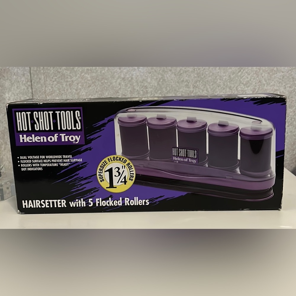 The Hot shot Tools 5-Piece Travel Hairsetter with Super-Size Flocked Rollers.